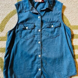 SO Heritage Blue Denim Sleeveless Button Down Shirt